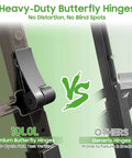 Heavy Duty Top Tier Golf Cart Windshield For Club Car Precedent showing premium butterfly hinges and comparison with generic hinges.