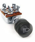 Universal Two Position Push Button Headlight Switch With OFF Parking Lamp And Headlight Modes Beefed-Up Heavy Duty 12V 24V Vehicle Switch 10A At 12V And 6.6A At 24V Fits Cars Trucks Buses Tractors AM 710C black push-button headlight switch with metal terminals