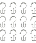 Chrome Shower Curtain Hooks Set Of 12 With Double Roller Glide For Smooth Quiet Operation, Double Sided Design, Rust Resistant Metal Curtain Rings For Durable Bathroom Curtain And Liner