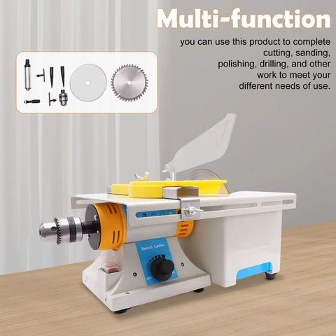 Do It All Mini Saw For Woodworking And Rock Cutting 750W Electric Grinder Polisher With bits and blade on table
