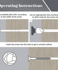 Chiloskit 5pc countersink drill bit set instruction diagram showing pilot hole, countersink, and screw in wood