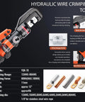Workhorse Hydraulic Crimping Tool For 12 AWG To Two Zero Gauge Wire, 8 Ton Crimper With 9 Die Set And Ergonomic Handle For Electrical, Battery, And Welding Cables, Heavy Duty, Long Lasting Performance, with 9-die set and hex dies