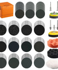 All In One 192 Pack Wet Dry Sanding Discs Kit for Rotary Tools with varying grit discs, foam pads, and buffing pads.