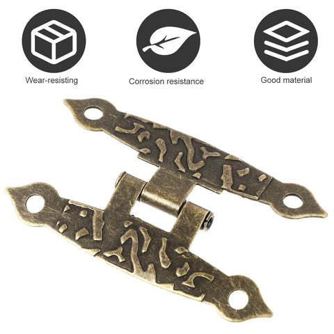 Antique Copper 65x34mm H Type Iron Hinges Pack Of 10 For Jewelry Boxes And Retro Wood Cabinets Replacement Hardware Durable Rust Resistant DIY