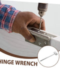 Adjustable Hinge Repair Spanner Tool For Door Gap, Single Head Design, shown in use with door hinge alignment