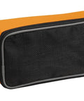 Heavy Duty Crampon Pouch Fakir Pro Grade Weather Resistant Storage Bag with black mesh and orange sides, durable zipper visible.
