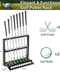 Wooden Golf Putter Stand With Ball Storage Holds 8 Clubs And Up To 23 Golf Balls Space Saving Golf Club Holder display