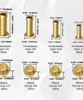 Brass compression fittings kit; 160 pieces with inserts and sleeves in four sizes (1/4–1/2 in) by Amazon.