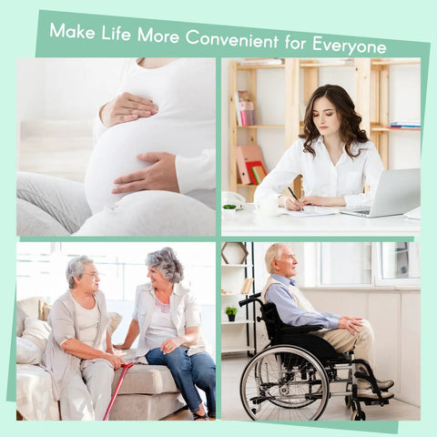 Collage of people in various life stages, highlighting convenience for everyone, including a pregnant woman and elderly individuals.