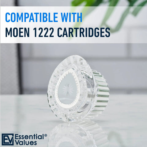 Shower Handle Replacement For Moen Posi Temp Tub Kit With Easy Install displayed on a countertop, clear plastic knob visible