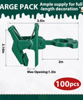 100Pcs Self Locking Heavy Duty Christmas Light Clips For C7 C9 Mini Lights Fits E12 And E17 Bases Easy Install, green clip dimensions