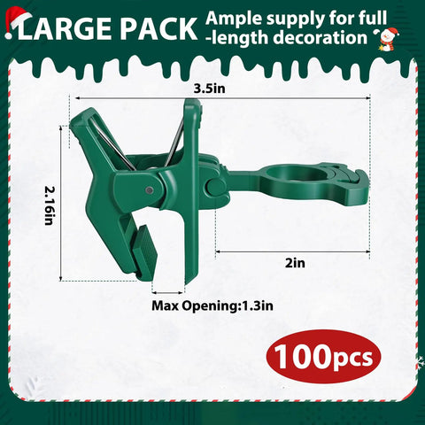 100Pcs Self Locking Heavy Duty Christmas Light Clips For C7 C9 Mini Lights Fits E12 And E17 Bases Easy Install, green clip dimensions