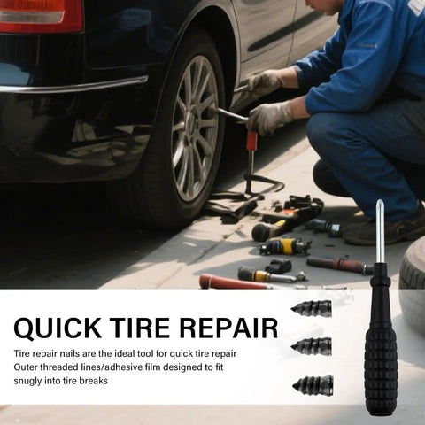 DIY Tire Plug Kit 100 Piece Set With Three Plug Sizes And Screwdriver For Quick Tire Repairs On Cars Trucks SUVs on the go