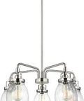 Belton Five Light Chandelier in Brushed Nickel Finish for Dining Room Foyer or Outdoor Patio, modern pendant lighting with silhouettes.