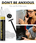 Snow White Pearl Touch Up Paint For Kia - Quick Easy Scratch Fix Kit With Color Matched 2 In 1 Scratch Remover Pen Exact Shade SWP VIN And Paint Code Tips For A No Hassle Auto Body Touch Up, showing the pen and usage examples.