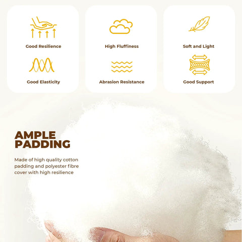 Hand holding cotton padding illustrating qualities for Waterproof Outdoor Chaise Lounge Cushion With Ties, 71 By 21 By 4 Inches.