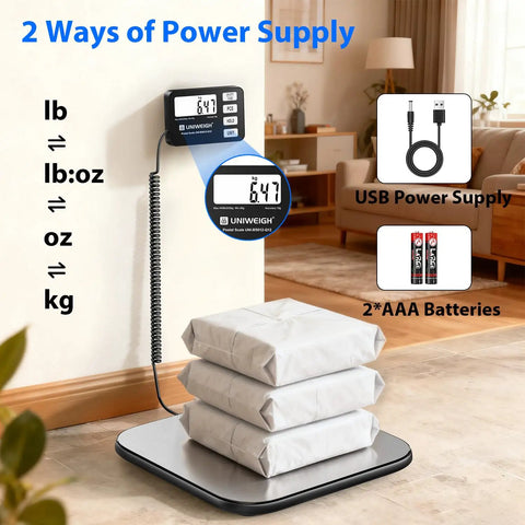 Rock Solid Digital Shipping Scale With Dead On Point 440lb Capacity And Easy Read Display Smooth For Luggage Bulk Mail And Warehouse Parcels, USB powered with packages.