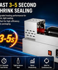 STDZQCWY 600w Digital Heat Shrink Machine For Wine And Olive Oil Bottles Stainless Steel Body High Speed Processing Smart Temperature Control Tool with wine bottle inside.