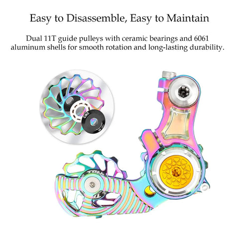 Single Speed Chain Tensioner Kit For Hardtail MTB BMX DJ And Folding Bikes, CNC 6061 Aluminum, 11T Guide Pulley Ceramic Bearing
