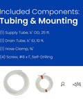 5845 Installation Kit For Whole Home Fan Powered Humidifier With Manual Control Easy DIY Install Compatible With 700M Black Finish USA Made Humidity System Upgrade image of tubing, hose clamp, and screws included