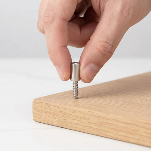 Inserting screw of Heavy Duty Cabinet Shelf Pins Kit For Kitchen Cupboard 150 Self Tapping Pegs With 150 Sleeves Easy Install Shelf Support Screws