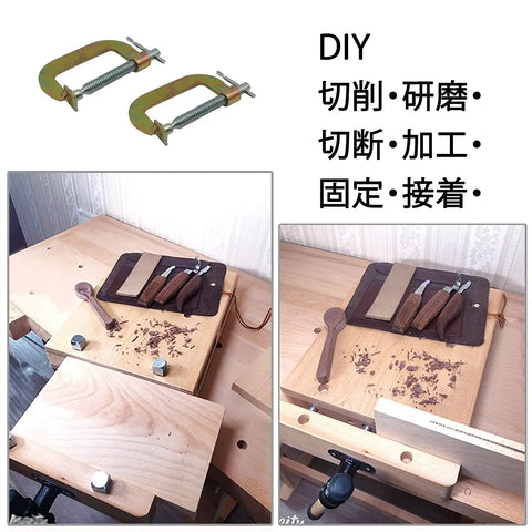 Heavy Duty Woodworking Tabletop Vise Kit For Small Shops And Home Garages With Deep 19.7 Inch Reach shown with tools
