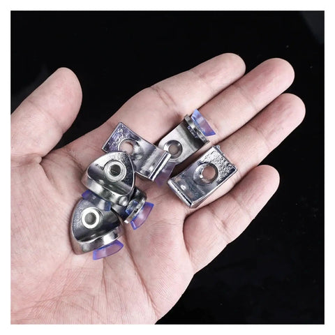Right Angle Cabinet Shelf Clips 20 Pack With Suction Cup Glass Base Support shown in a hand
