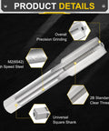 Pro Grade Hand Taper Tap Sized 3/4 By 16 Unf With Class 2B Precision Cuts forged in high speed steel showing details of clear threads.