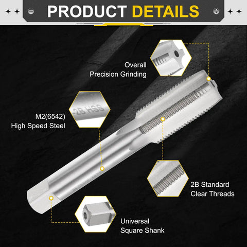 Pro Grade Hand Taper Tap Sized 3/4 By 16 Unf With Class 2B Precision Cuts forged in high speed steel showing details of clear threads.