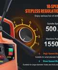Heavy Duty 1550W Magnetic Drill Press With Two Inch Boring Diameter And Thirteen Thousand Newton Holding Force control panel with speed regulation.