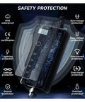 Portable Electric Vehicle EV Charger 3500W 16A Type 1 SAE J1772 EVSE Charging Cable showing safety protection features and certifications.
