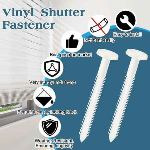 Top Shelf 30 Pack 3 Inch White Vinyl Shutter Fasteners Hella Durable PVC Anchor Pins for Exterior Decorative House Shutters
