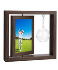 Two In One Golf Ball Display Frame With Round Transparent Case And Rotatable 4x6 Photo Frame Gift For Golf Enthusiasts To Show Off Your Ball And Memories And Keep Them Protected Ball Not Included, featuring golfer photo and empty ball case