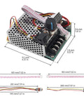 Ultra Tough Pwm Dc Brushed Motor Speed Controller Featuring Bright Tunable Digital Readout, dimensions shown with wiring.