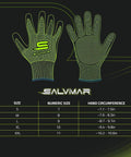 Dy-Max Continuous Thread Spearfishing Gloves With Nitrile Palm Grip, Tight Cuff, And Chemical Resistant Design For Underwater Use, Ultra Durable Fabric In Black Green, X Large size chart
