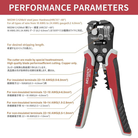 Automatic Wire Stripper Pliers With Self-Adjusting 3-In-1 Function For Stripping Crimping And Cutting 10-24 AWG Wires Handy Tool