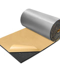 Kick Ass Heavy Duty Insulation Foam Roll Featuring Reflective Aluminum Foil Heat Shield And Waterproof Radiant Barrier, 157x13x0.2 inches, showing adhesive side