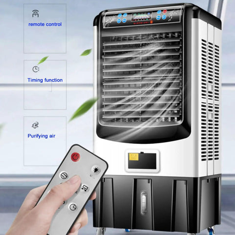Straight Up Beast 4200 CFM Evaporative Cooler Keeping You Chill With Its 13.2 Gallon Tank, remote control and air purifying features.