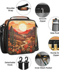 Desert Flower Cactus Insulated Lunch Bag Tote With Leakproof Cooler featuring desert artwork with flowers and cacti.