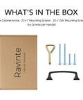 Package contents for Matte Black Kitchen Cabinet Handles Set Of 10, 4-3/4 Inch Length, 3-3/4 Inch Hole Centers with screws and handle
