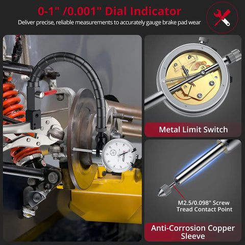 0 To 1 Inch Runout Gauge Set With Dial Indicator, 0.001 Inch Resolution, 13.77 Inch Flexible Arm in automotive use