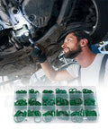 Mechanic using 270 Pcs O Ring Kit With 18 Size Assortment High Temperature Buna N Rubber Gaskets, includes organized green gaskets.