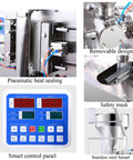 Heavy Duty Automatic Liquid Filling Machine Spot On Precision Pump No Drip Nozzle Stainless Steel Food Grade Barrel control panel and heat sealing