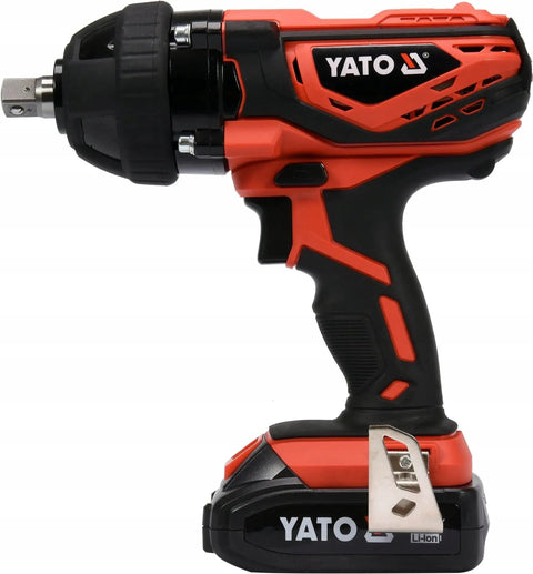 18V Cordless Impact Wrench Beast with 300Nm Torque Badass Lithium Ion Battery Socket Set for Knucklebusting Work Heavy Duty Power Tool Rugged side view shows black and orange design.