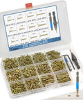420 Piece Flat Head Phillips Wood Screws Assortment Kit, Zinc Coated Carbon Steel Self Tapping With Adjustable Countersink in storage case.