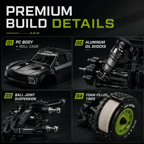One Twelfth Scale RC Short Course Truck With Gyro And Center Differential For Adults, premium build details with parts close-up