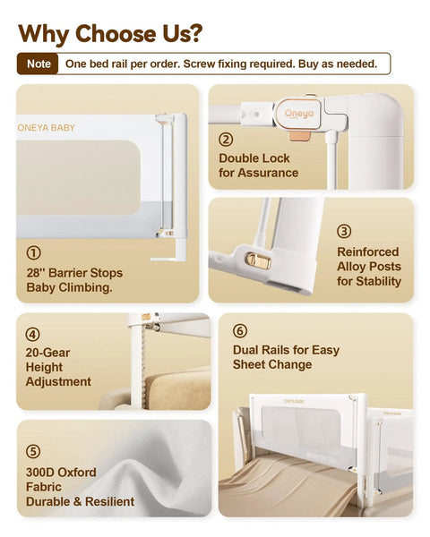 Heavy Duty Toddler Bed Rail Guard For Full Beds Built Tough Thickened And Reinforced Aluminum Safety Rail with features