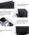 Heavy Duty Hella Sturdy Glass Door Hinges With Scratch Shield Rubber Stops For Frameless Shower Doors 90 Degree Pivot Clamps For 8 To 12Mm Tempered Glass No Sweat Setup showing durable stainless steel construction.