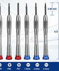 Magnetic Precision Screwdriver Set 6 Piece Mini Repair Kit With S2 Alloy Steel Bits Includes 3 Phillips PH00 PH0 PH1 And 3 Slotted SL1.5 SL2.0 SL2.5 For Phone Computer Watch Eyeglasses And Electronics