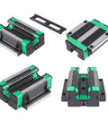 HGR20 and HGW20CC flank-type bearing carriage blocks from the 2 Pack HGR20 1500mm Linear Guide Rails and 4 HGW20CC Flange Type Bearing Carriage Blocks for DIY CNC Routers Lathes and Mills Beefy Heavy Duty Smooth Pro Grade Linear Slide Kit